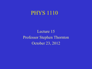 PHYS 1110 Lecture 15 Professor Stephen Thornton October 23, 2012
