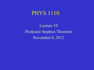 PHYS 1110 Lecture 19 Professor Stephen Thornton November 8, 2012