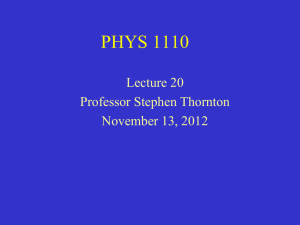 PHYS 1110 Lecture 20 Professor Stephen Thornton November 13, 2012