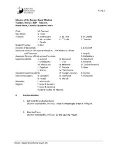 Minutes of the Regular Board Meeting Board Room, Catholic Education Centre