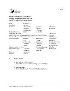 Minutes of the Regular Board Meeting Board Room, Catholic Education Centre