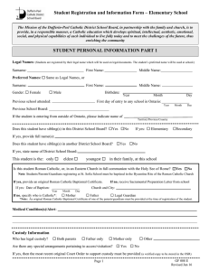 Student Registration and Information Form – Elementary School