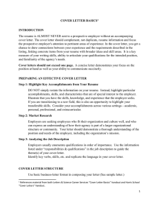 COVER LETTER BASICS  INTRODUCTION