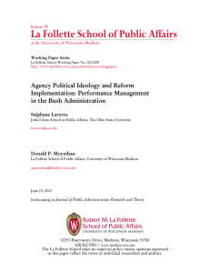 La Follette School of Public Affairs Agency Political Ideology and Reform