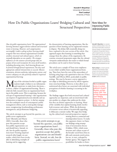 How Do Public Organizations Learn? Bridging Cultural and Structural Perspectives Improving Public