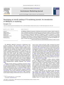 Developing an overall ranking of 79 marketing journals: An introduction