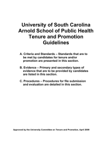 University of South Carolina Arnold School of Public Health Tenure and Promotion