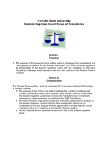 Nicholls State University Student Supreme Court Rules of Procedures Article I. Purpose