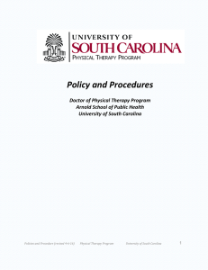 Policy and Procedures  Doctor of Physical Therapy Program