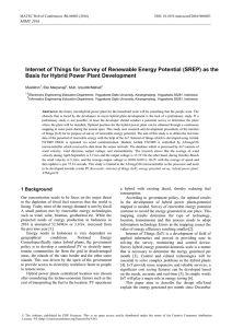 Internet of Things for Survey of Renewable Energy Potential (SREP)... Basis for Hybrid Power Plant Development