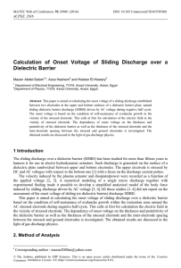 Calculation of Onset Voltage of Sliding Discharge over a Dielectric Barrier , CPEE