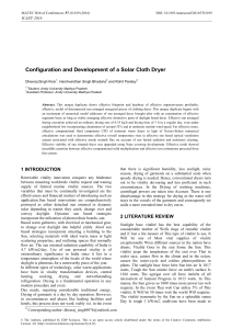Configuration and Development of a Solar Cloth Dryer Dheeraj Singh Kirar