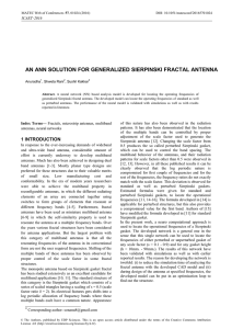 AN ANN SOLUTION FOR GENERALIZED SIERPINSKI FRACTAL ANTENNA Anuradha , Shweta Rani