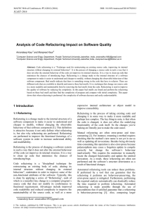 Analysis of Code Refactoring Impact on Software Quality Amandeep Kaur