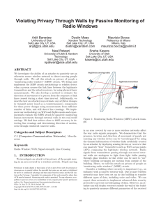 Violating Privacy Through Walls by Passive Monitoring of Radio Windows Arijit Banerjee