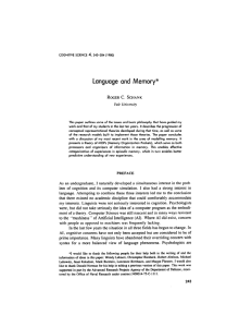 Language and  Memory* 4, ROGER C.  SCHANK