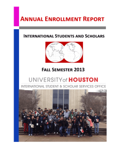 Annual Enrollment Report Fall Semester 2013 International Students and Scholars