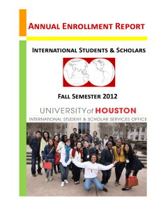 Annual Enrollment Report International Students &amp; Scholars Fall Semester 2012