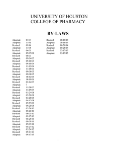 UNIVERSITY OF HOUSTON COLLEGE OF PHARMACY BY-LAWS