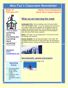 Miss Fox’s Classroom Newsletter What we are learning this week Week of: