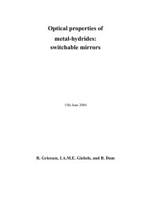 Optical properties of metal-hydrides: switchable mirrors R. Griessen, I.A.M.E. Giebels, and B. Dam