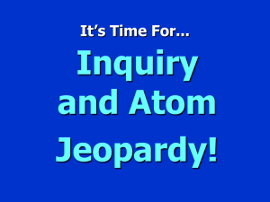 Inquiry and Atom Jeopardy! It’s Time For...