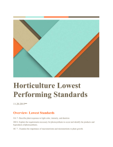 Horticulture Lowest Performing Standards ─ Overview- Lowest Standards