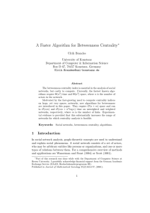 A Faster Algorithm for Betweenness Centrality
