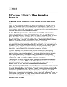 NSF Awards Millions For Cloud Computing Research