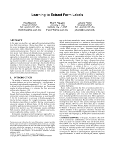 Learning to Extract Form Labels Hoa Nguyen Thanh Nguyen Juliana Freire