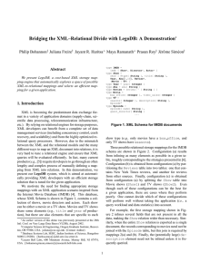 Bridging the XML–Relational Divide with LegoDB: A Demonstration Philip Bohannon Juliana Freire