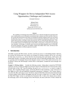 Using Wrappers for Device Independent Web Access: Opportunities, Challenges and Limitations