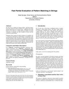 Fast Partial Evaluation of Pattern Matching in Strings