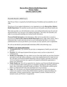 Barren River District Health Department Privacy Notice Effective April 14, 2003
