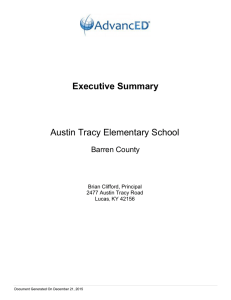 Executive Summary Austin Tracy Elementary School Barren County Brian Clifford, Principal