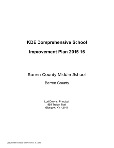 KDE Comprehensive School Improvement Plan 2015 16 Barren County Middle School Barren County