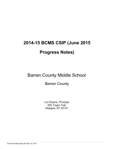 2014-15 BCMS CSIP (June 2015 Progress Notes) Barren County Middle School Barren County