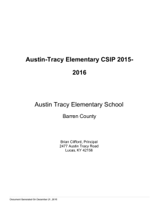 Austin-Tracy Elementary CSIP 2015- 2016 Austin Tracy Elementary School Barren County