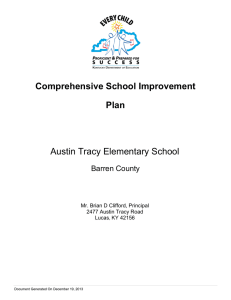 Comprehensive School Improvement Plan Austin Tracy Elementary School Barren County