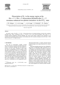 Dissociation of H in the energy region at the n state