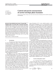 Control and precise measurement of carrier-envelope phase dynamics Applied Physics B s. witte