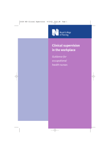 Clinical supervision in the workplace Guidance for occupational