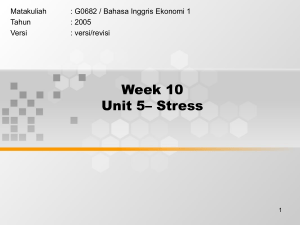 Week 10 Unit 5– Stress Matakuliah : G0682 / Bahasa Inggris Ekonomi 1