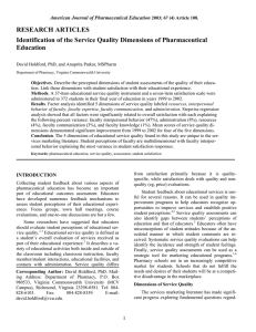 RESEARCH ARTICLES Identification of the Service Quality Dimensions of Pharmaceutical Education