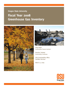 Fiscal Year 2008 Greenhouse Gas Inventory Oregon State University Greg Smith