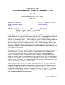 Public Affairs 818: Introduction to Quantitative Methods for Public Policy Analysts