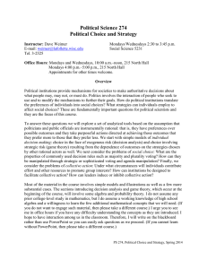 Political Science 274 Political Choice and Strategy