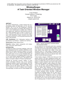 WindowScape: A Task Oriented Window Manager Craig Tashman Georgia Institute of Technology