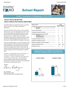 School Report Grade 9 Assessment of Mathematics, 2014–2015
