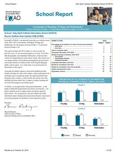 School Report Assessments of Reading, Writing and Mathematics